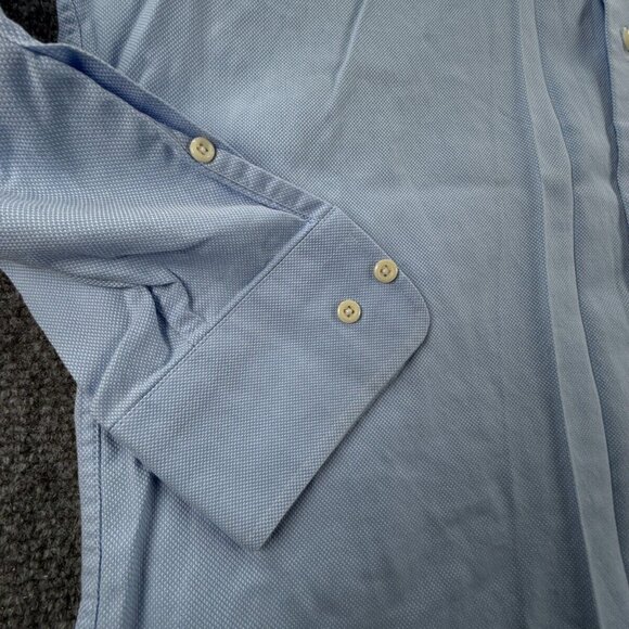 David Donahue Long Sleeve Button Up Shirt Men Cotton Trim Fit 16.5 34/35 Blue ** - Picture 10 of 16